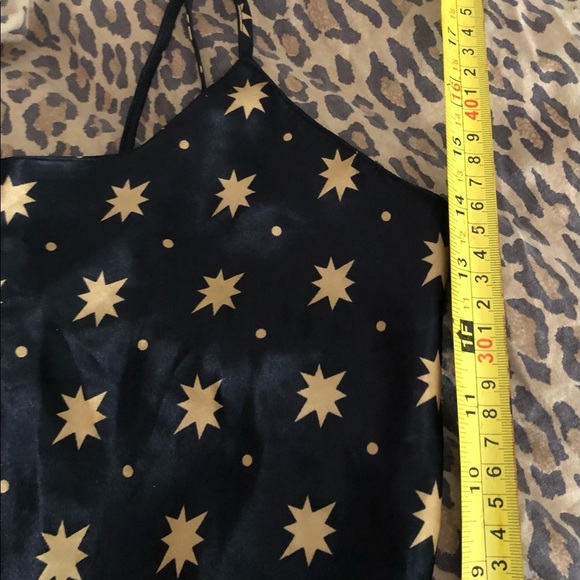 Isadora size large navy / black satin adjustable camisole w/ gold stars print - Picture 9 of 9